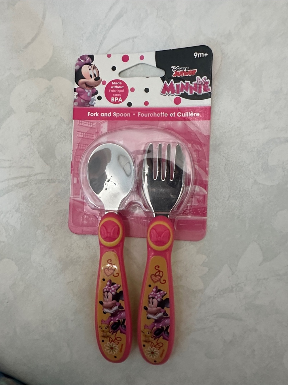 Disney Minnie Kids Fork & Spoon Set in Pink and Yellow